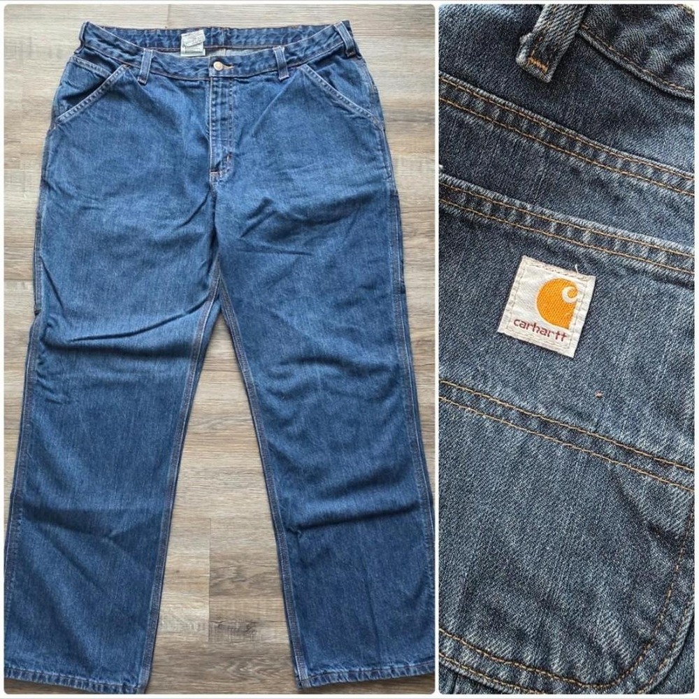 Carhartt Vintage Womens 16 Utility Carpenter Jeans Blue Denim WB013 VIO 34x30